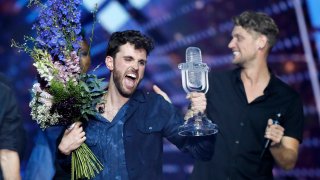 Duncan Laurence of the Netherlands celebrates after winning the 2019 Eurovision Song Contest grand finale in Tel Aviv, Israel