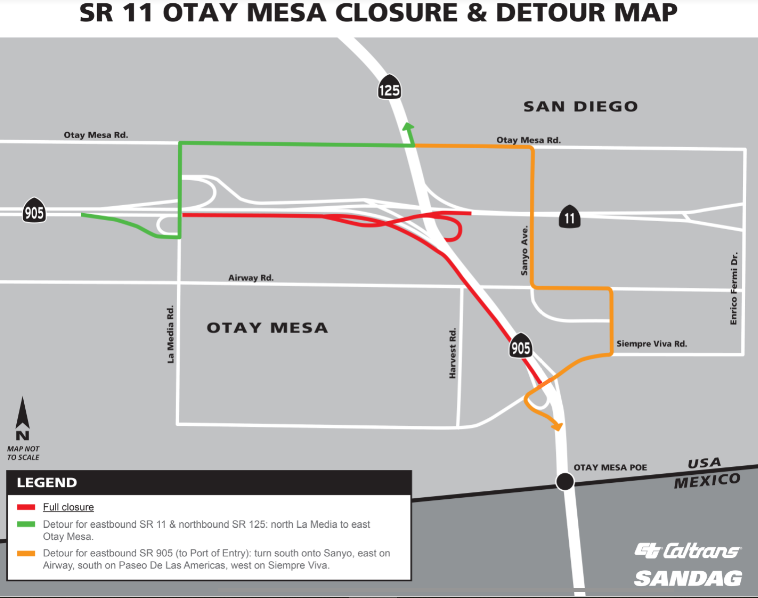 Full Closure of Eastbound SR-905 between La Media Road and Siempre Viva Road – NBC 7 San Diego