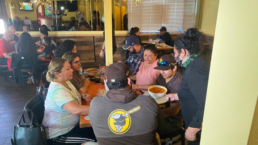 People eating inside a restaurant