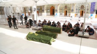 Funeral ceremony held for 3 people who lost their lives at Baghdad Ibn al-Hatip Hospital fire, in Najaf, Iraq on April 25, 2021.