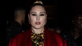 In this Sept. 16, 2019, file photo, model Hayley Hasselhoff poses for photographers ahead of the Julien Macdonald Spring/Summer 2020 fashion week runway show in London.