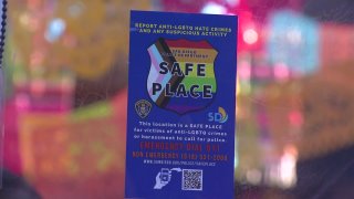 A Safe Place sticker is placed at the front of Hillcrest restaurant Urban Mo's.