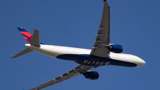 Delta Air Lines Airbus A330neo or A330-900 aircraft with neo engine option of the European plane manufacturer, as seen departing from Amsterdam Schiphol AMS EHAM International airport.