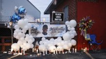 The site of a prayer vigil held for Tafara Williams is seen on October 27, 2020 in Waukegan, Illinois. Williams was shot and wounded during a police shooting that killed 19-year-old Marcellis Stinnette.