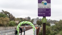 The beginning of the Rose Creek Bikeway