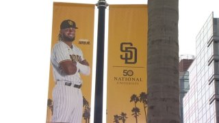 Banner of Fernando Tatis Jr outside of Petco Park