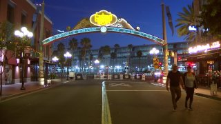 Image of Gaslamp sign over a road in the Gaslamp District