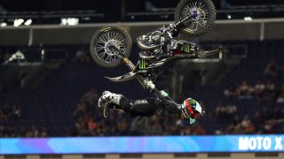 MINNEAPOLIS, MINNESOTA - AUGUST 02: Taka Higashino of Japan competes in Moto X Freestyle at the X Games Minneapolis 2019 at U.S. Bank Stadium on August 02, 2019 in Minneapolis, Minnesota.