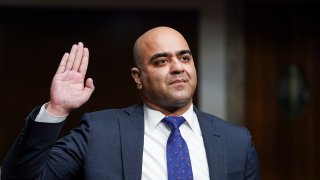 Zahid Quraishi, nominated by U.S. President Joe Biden to be a U.S. District Judge for the District of New Jersey, is sworn in to testify before a Senate Judiciary Committee hearing on pending judicial nominations on Capitol Hill, April 28, 2021 in Washington, DC. The committee is holding the hearing on pending judicial nominations.