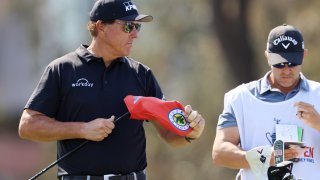 Phil Mickelson of the United States prepares to hit his tee shot on the 12th tee during the first round of the 2021 U.S. Open at Torrey Pines Golf Course (South Course) on June 17, 2021 in San Diego, California.