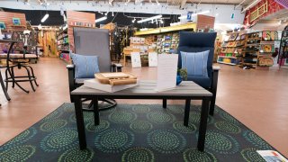 Patio furniture is seen on display at Valley View Farms in Cockeysville, Md.