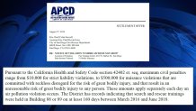 A settlement offer letter from the APCD to the City of San Diego spells out the possible fines the City could face.