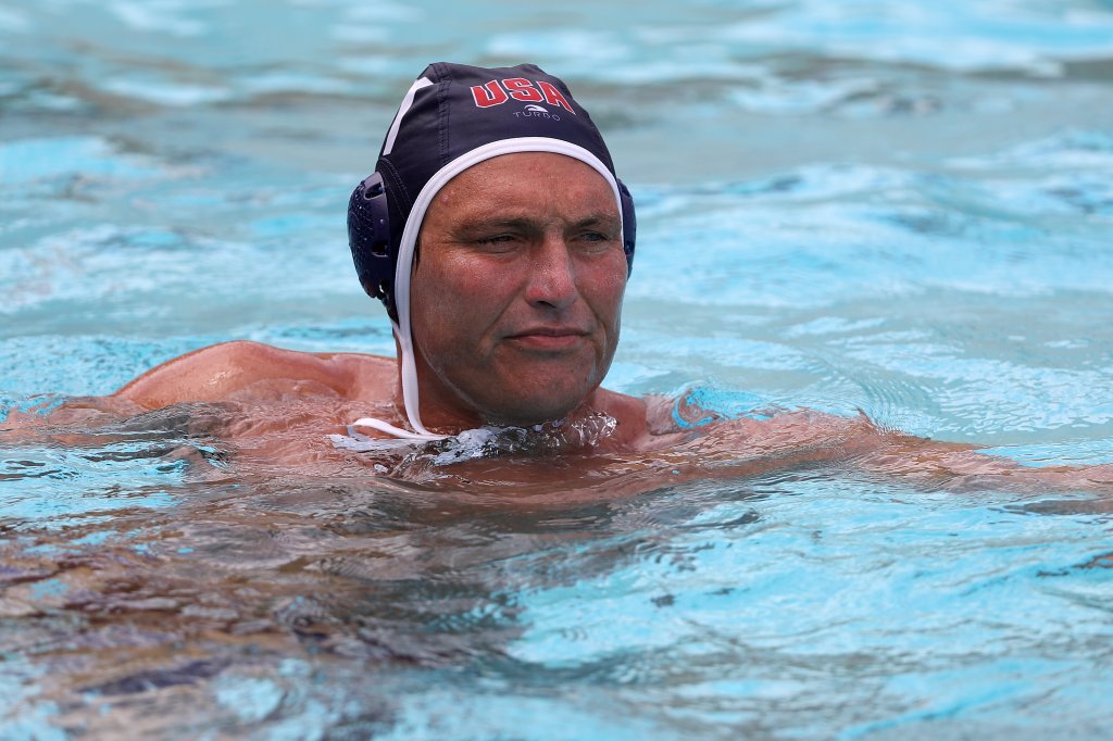 Jesse Smith of the United States Men's Waterpolo Olympic Team on July 8, 2021 in Newport, California.