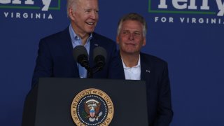 U.S. President Joe Biden speaks at a campaign event for Virginia gubernatorial candidate Terry McAuliffe (D-VA) at the Lubber Run Community Center on July 22, 2021 in Arlington, Virginia.