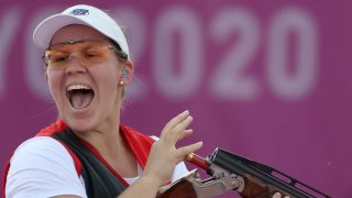 Maddie Brenau celebrates medal