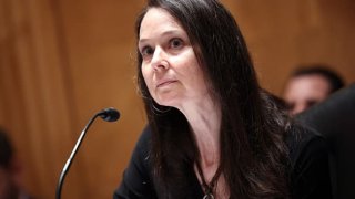 Jen Easterly, nominee to be the Director of the Homeland Security Cybersecurity and Infrastructure Security Agency, testifies during her confirmation hearing before the Senate Homeland Security and Governmental Affairs Committee on June 10, 2021 in Washington, DC.