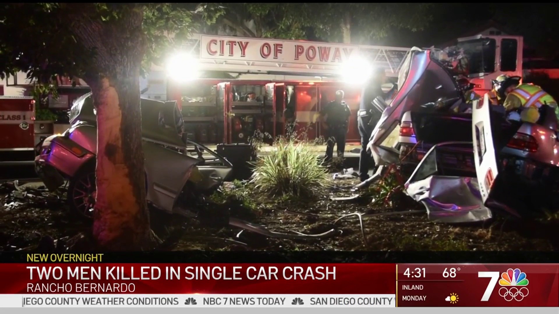 2 Killed After Car Slams Into Tree in Rancho Bernardo – NBC 7 San Diego