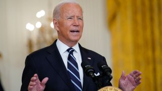 President Joe Biden speaks from the East Room of the White House in Washington, Wednesday, Aug 18, 2021, on the COVID-19 response and vaccination program. U.S. health officials Wednesday announced plans to offer COVID-19 booster shots to all Americans to shore up their protection amid the surging delta variant and signs that the vaccines' effectiveness is falling.