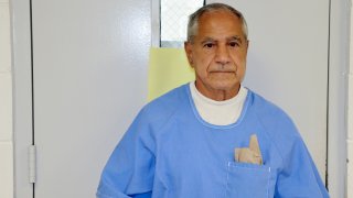 In this image provided by the California Department of Corrections and Rehabilitation, Sirhan Sirhan arrives for a parole hearing Friday, Aug. 27, 2021, in San Diego. Sirhan faces his 16th parole hearing Friday for fatally shooting U.S. Sen. Robert F. Kennedy in 1968.