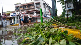 Hurricane Grace Hits Playa Del Carmen Coast