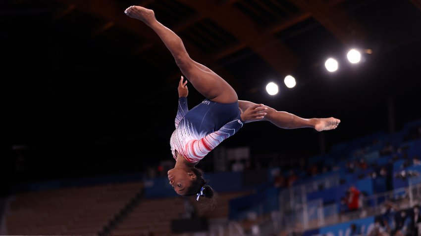 Simone Biles of Team United States in action during the Women's Balance Beam Final on day eleven of the Tokyo 2020 Olympic Games at Ariake Gymnastics Centre on Aug. 3, 2021, in Tokyo, Japan.