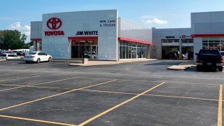 The new car lot at the Jim White Toyota just outside of Toledo, Ohio
