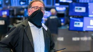 Traders on the floor of the New York Stock Exchange.