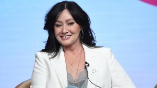 FILE - Shannen Doherty participates in Fox's "BH90210" panel at the Television Critics Association Summer Press Tour on Aug. 7, 2019, in Beverly Hills, Calif. A federal jury in Los Angeles awarded $6.3 million to actor Shannen Doherty on Monday, Oct. 4, 2021, in a lawsuit alleging that State Farm failed to pay sufficiently for damage to her house in a 2018 California wildfire.