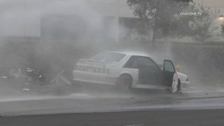 Car being hosed down