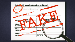 Photo illustration of a fake vaccination card