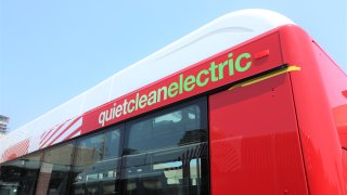 An image of San Diego MTS' electric rapid bus.