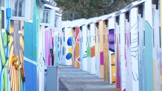 The largest lot of tiny homes for the homeless in the U.S. opened in Highland Park, California, Oct. 21, 2021.