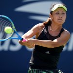 Peng Shuai, of China, returns a shot to Maria Sakkari, of Greece, during the second round of the US Open tennis championships Thursday, Aug. 29, 2019, in New York.