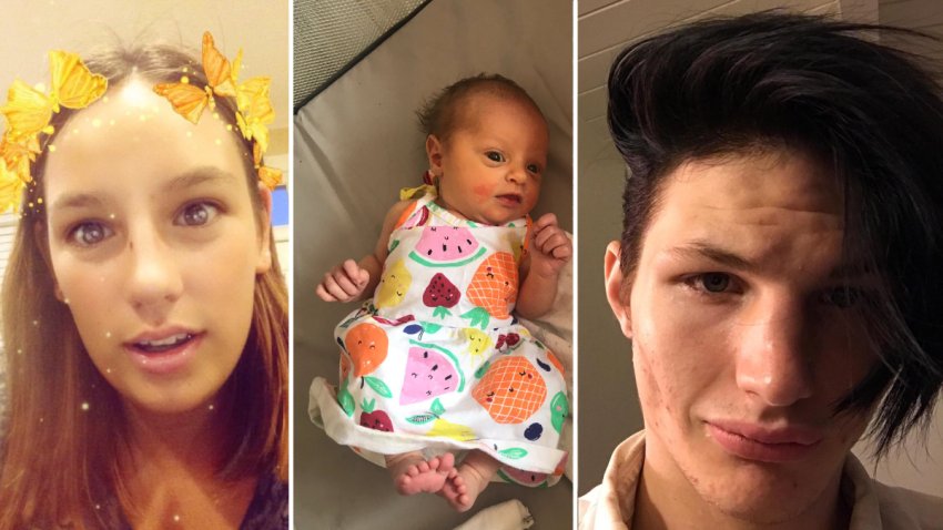 Elizabeth Ucman, baby Delilah and Brandon Copeland.