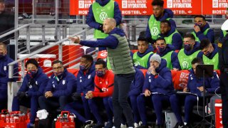 Head coach Greg Berhalter of the United States gives directions to his players during the FIFA World Cup 2022 Qualifier match against Mexico at TQL Stadium on November 12, 2021 in Cincinnati, Ohio.