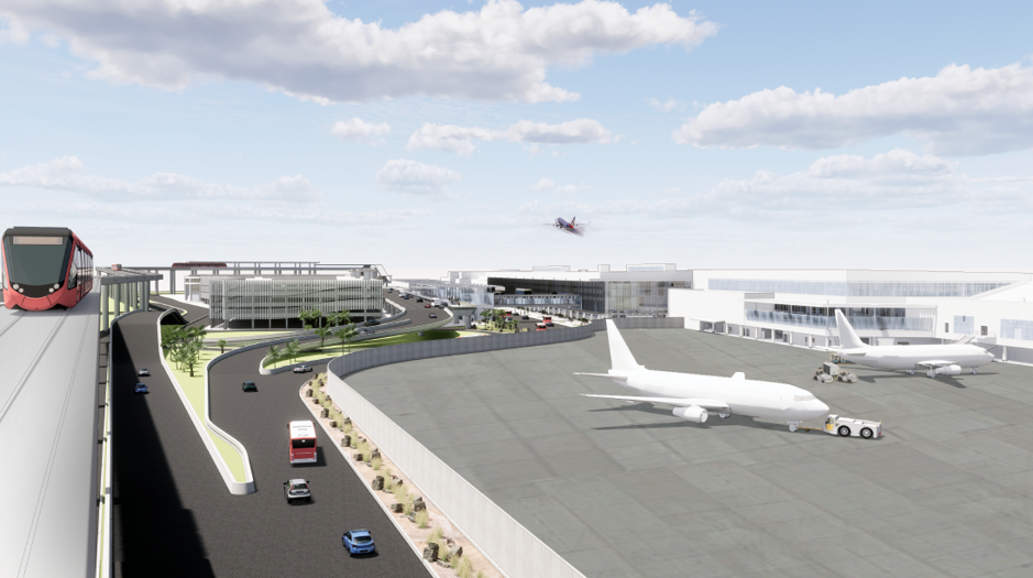 Renderings of the new San Diego International Airport Terminal 1 campus.