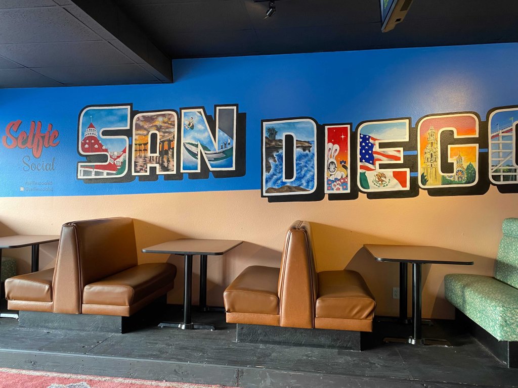 A mural from San Diego highlighting the city's most notable landmarks.