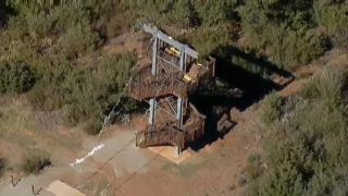 Zipline platform at La Jolla Zip Zoon outdoor attraction in Pauma Valley