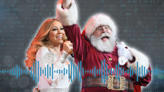 Photo illustration of Mariah Carey and Santa