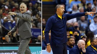 SDSU Head Coach Brian Dutcher (Left) and Michigan Head Coach Juwan Howard.