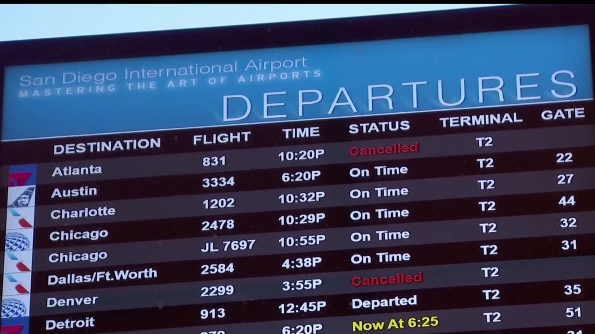 Flights schedules back to normal at San Diego Airport after widespread delays