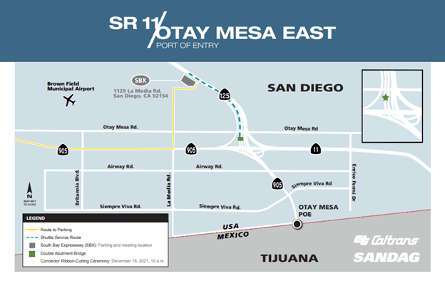 An image at the SR-11/Otay Mesa East Port of Entry freeway connections.