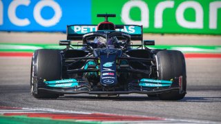 Mercedes AMG Petronas Motorsport driver Lewis Hamilton (44) of Team Great Britain drives during the United States Grand Prix Race at Circuit of the Americas.