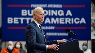 President Joe Biden speaks at Carnegie Mellon University at Mill 19 in Pittsburgh, Friday, Jan. 28, 2022.