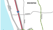 A look at the upcoming closure on Interstate 5 in Encinitas.