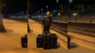 NBC 7 anchor Steven Luke stands at the train station in Solana Beach, Jan. 27,2022.