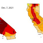 These maps show drought conditions in California in early December 2021 and the first week of January 2022.