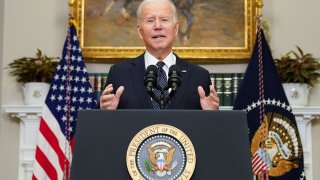 U.S. President Joe Biden delivers remarks on his administration’s efforts to pursue deterrence and diplomacy in response to Russia’s military buildup on the border of Ukraine, from the White House in Washington, U.S., February 18, 2022.