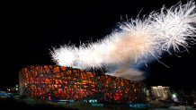 Fireworks explode during the opening ceremony of the 2022 Winter Olympics, Friday, Feb. 4, 2022, in Beijing.