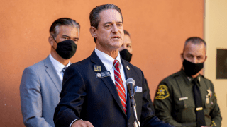SANTA ANA, CA – OCTOBER 26: Orange County District Attorney Todd Spitzer speaks to the media following a Hate Crimes Roundtable hosted by Santa Ana Mayor Vicente Sarmiento and State Attorney General Rob Bonta at the Delhi Center in Santa Ana on Tuesday, October 26, 2021. (Photo by Leonard Ortiz/MediaNews Group/Orange County Register via Getty Images)